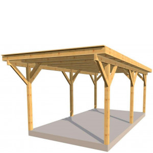 Wiata drewniana jednospadowa 1-stanowiskowa 310x540 cm