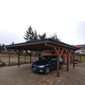 Wiata garażowa na dwa samochody 1spadowa 600x626 cm