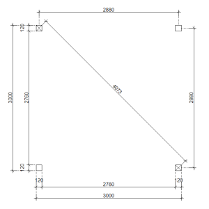 Wiata wolnostojąca 1 spadowa drewniana 300x300 cm
