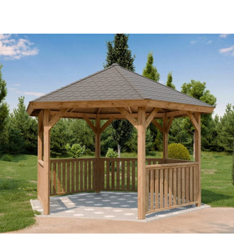 Altana sześciokątna drewniana