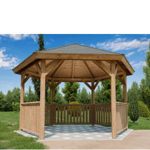 Altana sześciokątna drewniana