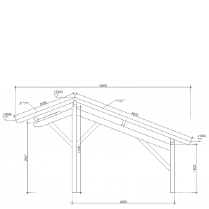 Wiata garaż dwuspadowy drewniany na 3 auta