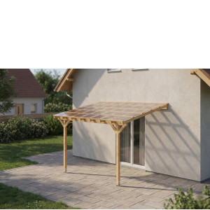 Konstrukcja drewniana zadaszenia tarasu szerokość 350 cm długość 400 cm BSH